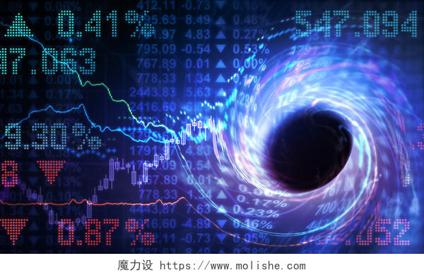 蓝色背景金融世界黑洞数码科技